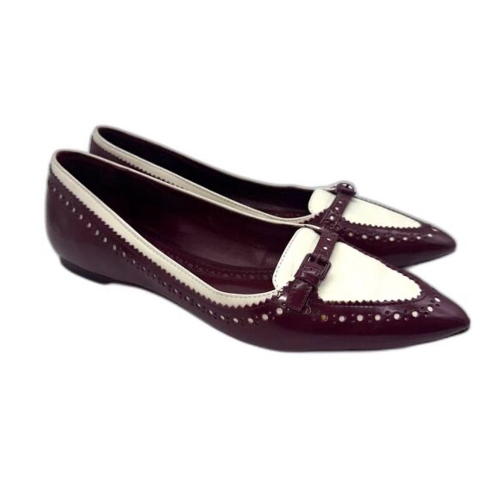 Tory Burch Women’s Darlene Flats in Ivory Cabernet Sz 5M